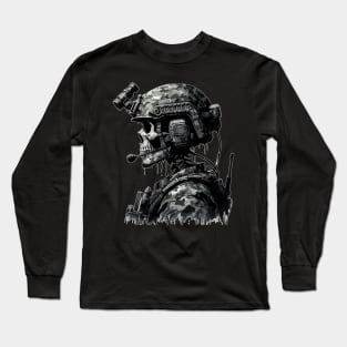 Skeleton Skull Soldier Long Sleeve T-Shirt